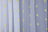 TERGAL FISTIK YEŞİLİ KARELİ BEYAZ RENK TEK KANAT Hazır Dikilmiş Pileli Fon Perde 300*260 Cm - 6