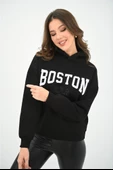 Kadın Kapüşonlu Baskılı Sweatshirt 1627-25 - 7
