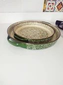 Seramik Yeşil Yuvarlak 2'li Fırın Kabı Fırın Tepsisi Büyük 38-30 Cm - 4
