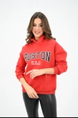 Kadın Kapüşonlu Baskılı Sweatshirt 1627-25 - 8