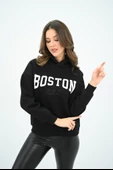 Kadın Kapüşonlu Baskılı Sweatshirt 1627-25 - 4