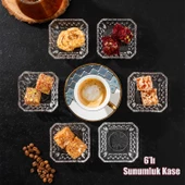 Porsima Eylül 6'lı Kahve Yanı Lokumluk Sunumluk Kase Mini İkramlık Şekerlik, Reçellik, Sosluk Cam Kase Seti - 1