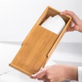 Porsima 0006 Bambu Peçetelik Ahşap Dekoratif Peçetelik Masaüstü Peçetelik Peçete Düzenleyici Peçete Kutusu - 2