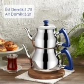 Özkent Marmaris Mega Boy Sade Çaydanlık Takımı - Mavi thumbnail 1