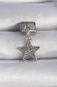 MuI MuI 316L Çelik Gümüş renk Sallantılı Zirkon Taşlı Yıldız Figür Nomination Charm - 1