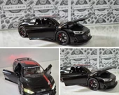 Diecast Audi R8 V10 Modifiye Performance Metal Işıklı Sesli Oyuncak Spor Araba 20 cm Siyah - 1
