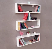 3 Bölmeli Dekoratif Duvar Rafı/Kitaplık - 3
