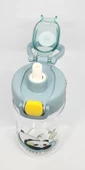 Shotay ST-7011 500ML Pipetli-Pipetsiz Tritan Mavi Şeffaf Matara Taşıma Aparatlı - 4
