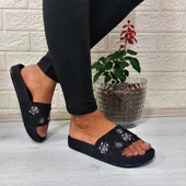 Pienn 20622 Siyah Taşlı Şık Kadın Terlik thumbnail 6