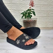 Pienn 20622 Siyah Taşlı Şık Kadın Terlik thumbnail 3