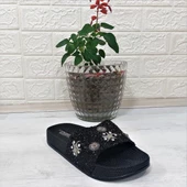 Pienn 20622 Siyah Taşlı Şık Kadın Terlik thumbnail 10