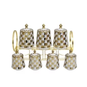 Sudedi Home Tutku Canister 7Li Porselen Standlı Baharat Kavanoz Takımı PXM2602GC-7/S - 2