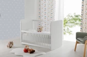 Babywhen BW1075 - Pratik Kademeli Anne Yanı Sallanır Bebek Beşik Beyaz 60x120 - 3