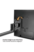 Monitör Tutucu Eğilebilir Döndürülebilir Kablo Kılavuzlu Ergonomik Ekran Tutucu - Siyah - 6