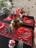 yılbaşı kırmızı ekoseli runner 43x135 cm dikdörtgen sofra noel yeniyıl sunum - 3