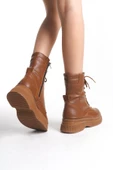 Kadın Kalın Tabanlı Bağcıklı Fermuarlı Günlük Tam Kalıp Platform Taban Bot - 11