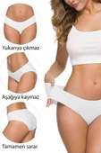 2 Adet Kadın Dikişsiz Lazer Kesim Esnek İz yapmayan Külot Beyaz - 5