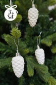 Beyaz Simli Kozalak Şeklinde Yılbaşı Ağacı Süsü Beyaz Kozalak Yılbaşı Ağaç Süsü 3lü Paket thumbnail 1
