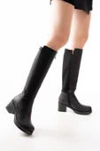 Siyah Topuklu Fermuarlı Günlük Kadın Çizme thumbnail 2