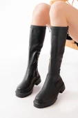 Siyah Fermuarlı Günlük Kadın Çizme - 3