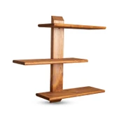 Dekoratif Ahşap 3 Raflı Duvar Rafı Kitaplık Çiçeklik Biblo Baharatlık Rafı 60x48x18 Cm - 4