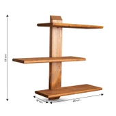 Dekoratif Ahşap 3 Raflı Duvar Rafı Kitaplık Çiçeklik Biblo Baharatlık Rafı 60x48x18 Cm - 2