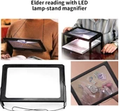 Yaşlılar İçin  A4 Boyutu Masa Tipi Işıklı Okuma Büyüteç Th275205b thumbnail 4