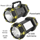 F-262 Yeni Güçlü Çift Taraflı Taşınabilir Spot Ve Işıldak Usb Powerbank Şarjlı Fener thumbnail 1