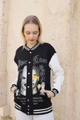 Kadın Oversize Kolej Ceket - Siyah - 1