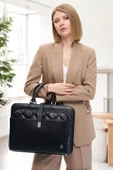 Lüx Kapitone 13", 14" 15.6" Inç Ofis Siyah Evrak Laptop Çantası - 3