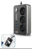 Isıya Dayanıklı Termal Akım Korumalı 2 Mt 10a 2500w 3lü Priz Ve 3 Usbi 21a Uzatma Kablosu - 2