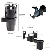 Araç İçi 360 Derece Dönen 2'li Bardaklıklı Açılarak Ayarlanabilir Bardak Tutucu Aparat thumbnail 5