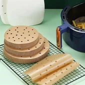 50 Adet Air Fryer Pişirme Kağıdı Tek Kullanımlık Gıda Pişirme Kağıdı Delikli Yuvarlak Model - 5