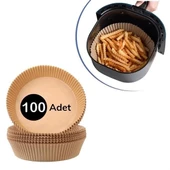  100 Adet  Air Fryer Pişirme Kağıdı Tek Kullanımlık  Yağlı Kağıdı Yuvarlak Tabak Model thumbnail 1