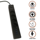 Termak Akım Korumalı 4 Priz 3 Usb Girişli Uzatma Kablosu Güç&şarj - 1