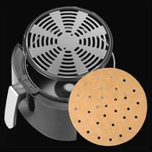50 Adet Air Fryer Pişirme Kağıdı Tek Kullanımlık Gıda Pişirme Kağıdı Delikli Yuvarlak Model - 3