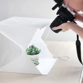Katlanır Işıklı Fotoğraf Stüdyosu 40x40 Cm 6 Renk Fonlu Ürün Çekimi İçin Uygun Fotoğraf Çekim Kutusu - 5