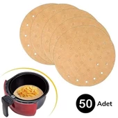 50 Adet Air Fryer Pişirme Kağıdı Tek Kullanımlık Gıda Pişirme Kağıdı Delikli Yuvarlak Model - 1