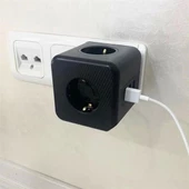 Isıya Dayanıklı Termal Akım Korumalı Ve Çocuk Korumalı 3 Priz Girişli 3 Usb Girişli Küp Priz - 4