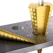 3 Parça Kademeli Matkap Ucu Paslanmaz Uç Alüminyum Sac Demir Delme Seti thumbnail 2