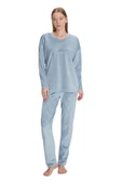 Anıl Kadın Mavi Uzun Kol Pijama Takımı 11302 - 2