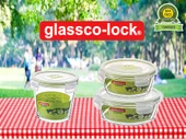 Glassco-lock Temperli Kilitli Cam Yuvarlak Saklama Kapları 3 adet  920cc - 840cc - 670cc  Sızdırmaz, Cam thumbnail 3