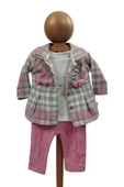 Kız Bebek Takım Yünlü Ekose Ceket Sweat Fitilli Pantolon - 1