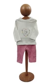 Kız Bebek Takım Yünlü Ekose Ceket Sweat Fitilli Pantolon - 3