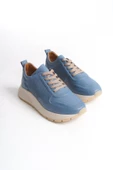 Kadın Hakiki Deri Renkli Sneaker Kalın Taban Bağcıklı Rahat Günlük Spor Ayakkabı Sneaker - 4