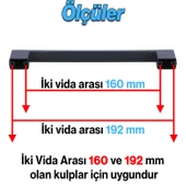 Gölcük 192 mm (SERT PLASTİK) 5 ADET Siyah Mobilya Çekmece Mutfak Dolap Dolabı Kulpu Kulbu Kulpları thumbnail 9