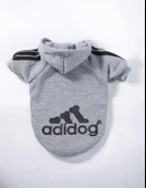 Gri Adidog Kapşonlu Sweatshirt Köpek Kazağı - 4