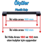 Gölcük 192 mm (SERT PLASTİK) 10 ADET Siyah Mobilya Çekmece Mutfak Dolap Dolabı Kulpu Kulbu Kulpları - 2