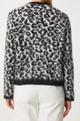 Kadın Şardonlu Leopar Desenli Kısa Sakallı Triko Hırka - 3