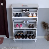 Modilayn VARBİ Kapı Önü 72 x 127 x 25,5 cm’ lik 3 Düşer Kapak 6 Göz Raf Bölmeli Ayakkabılık - 4